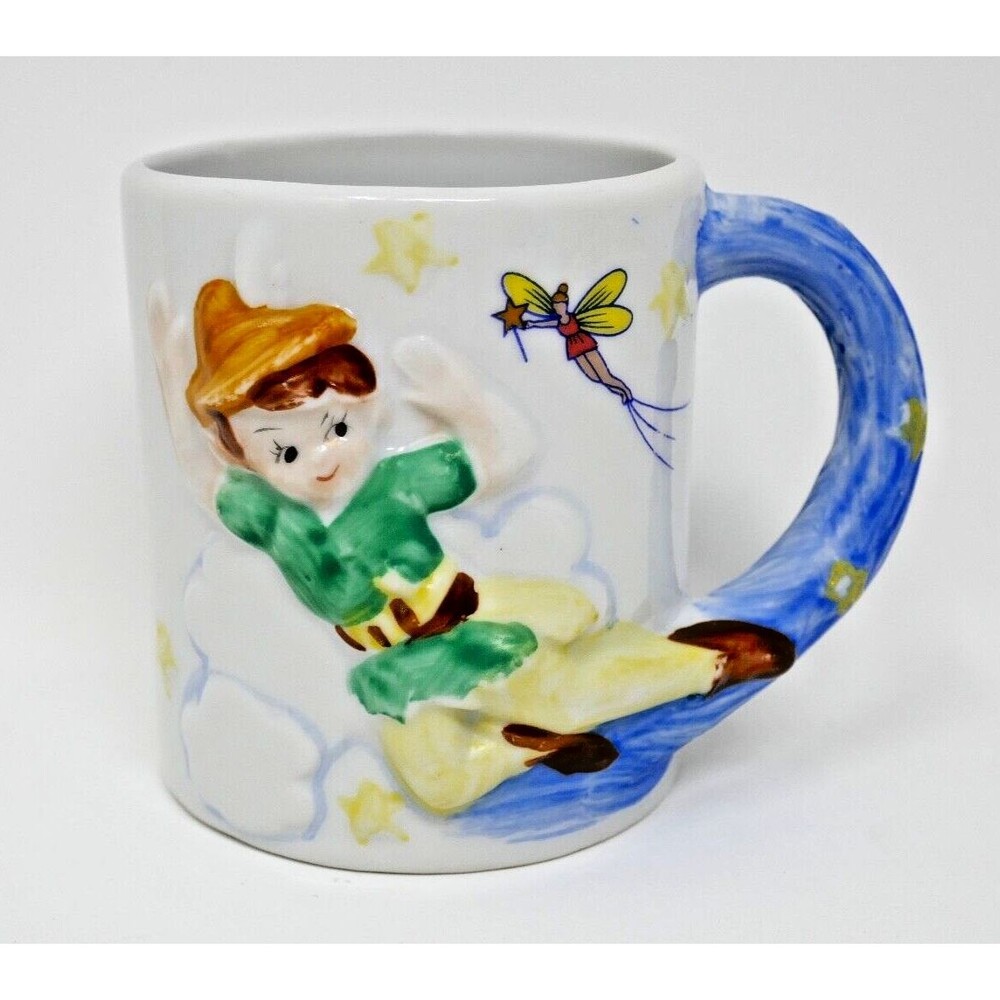 J.S.N.Y. Jeffrey Snyder Disney Peter Pan 3D Embossed Raised Ceramic Cup Mug